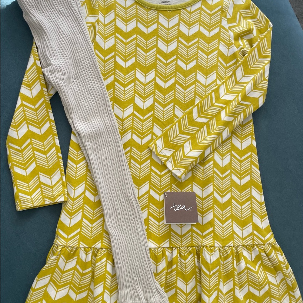 Tea size 6 dress and footless tights